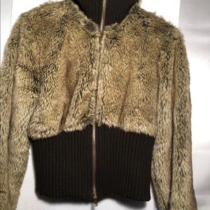 express brown faux fur jacket